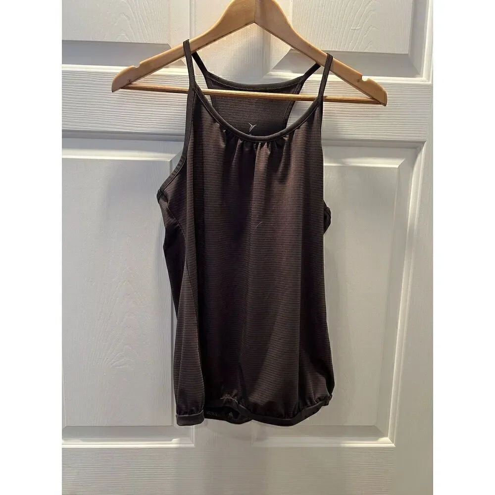 Old Navy Active Loose Fit Gray Striped Tank Top Racerback M Core Bubble TN